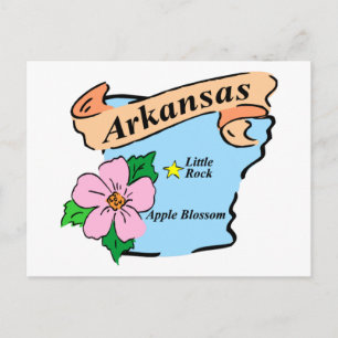 Colorful Arkansas Map Gifts and Tees Postcard