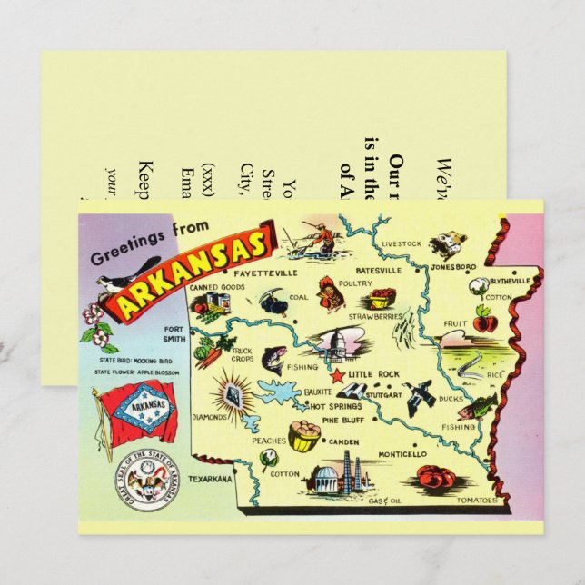 Colorful Arkansas Map Moving Announcement (Front/Back)