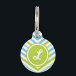 Colorful Arrow Chevron Monogram Pet ID Tag<br><div class="desc">Cute girly arrow chevron stripe pattern personalized with your pet's monogram name or initial in a chic dotted frame. Back features coordinating colors and space to add your pet's name and emergency contact info. Click Customize It to change fonts and colors or add your own photos and text for a...</div>