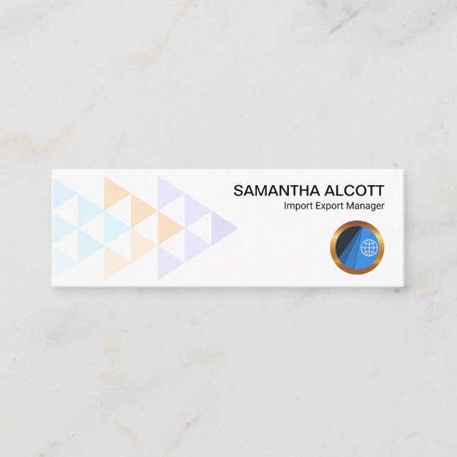 Colorful Arrowhead Triangles Freight Forwarding Mini Business Card (Front)