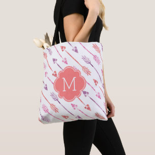 Colorful Arrows Pattern Monogrammed Tote Bag