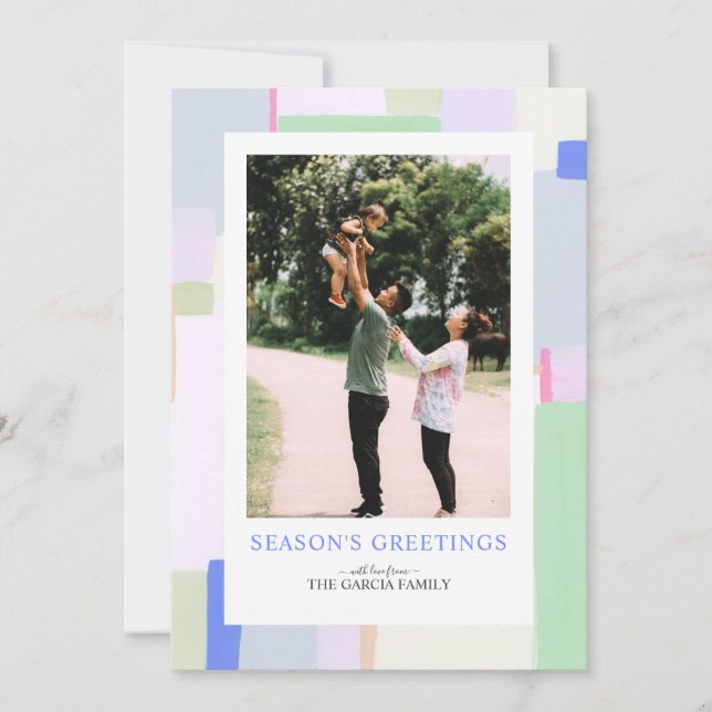 Colorful Art Christmas Holiday Photo Greeting Card (Front)
