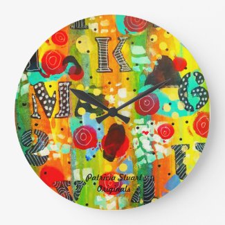 Colorful Art Clock by Patricia Stuart Originals