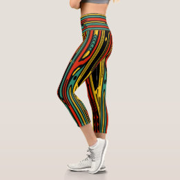Colorful Art Deco Capri Leggings