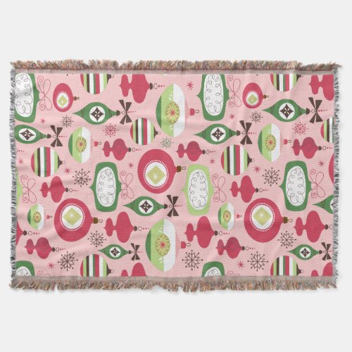 Colorful Art_Deco Christmas Ornament Pattern Throw Blanket