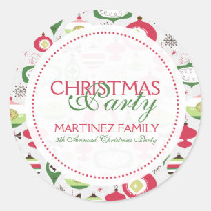 Colorful Art-Deco Christmas Ornaments Classic Round Sticker