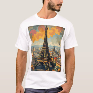 Colorful Art Deco Eiffel Tower Illustration T-Shirt