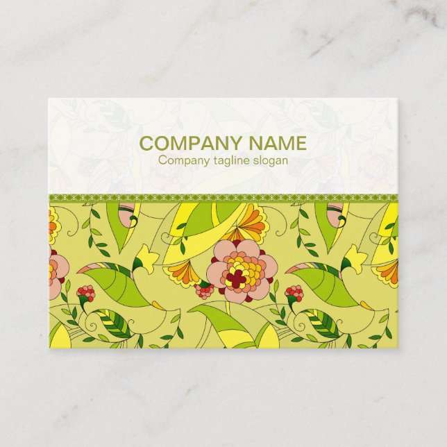 Colorful Art Deco Floral Collage Business Card (Front)