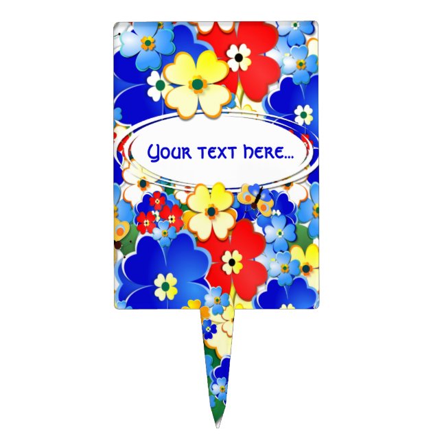 Colorful Art Deco Flower Design Cake Topper (Front)