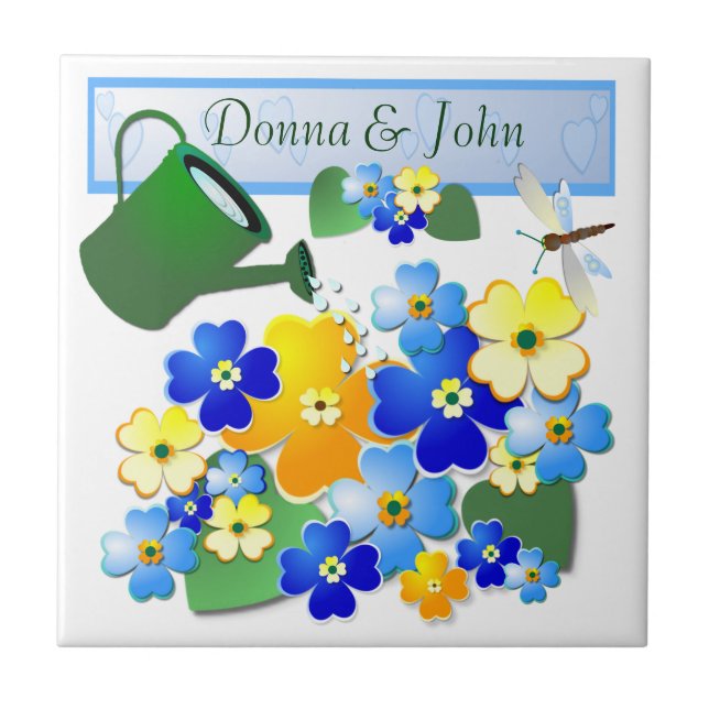 Colorful Art Deco Flower Design Tile (Front)