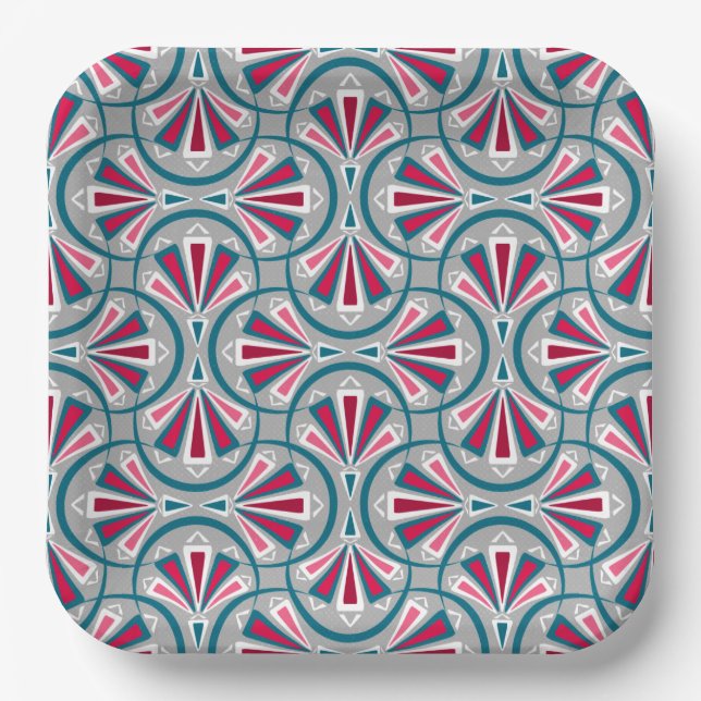Colorful art deco pattern. paper plates (Front)