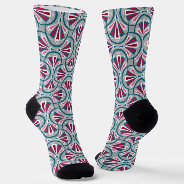 Colorful art deco pattern. socks (Angled)