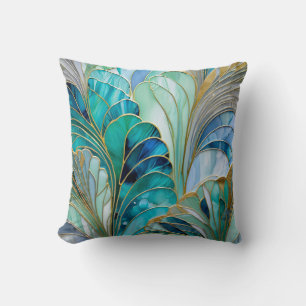 Colorful Art Deco Square Throw Pillow