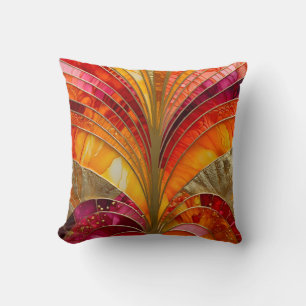 Colorful Art Deco Square Throw Pillow