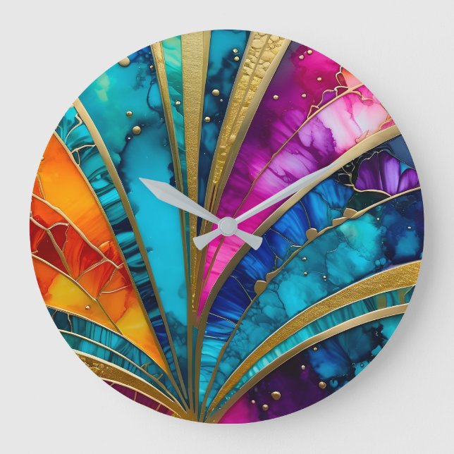 Colorful Art Deco Wall Clock (Front)