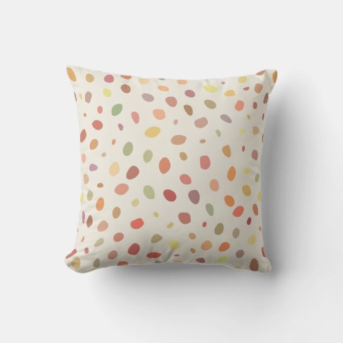 Colorful art dots on beige throw pillow