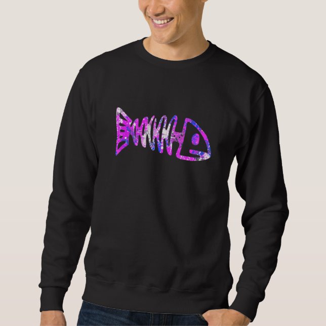 Colorful Art Fish Skeleton Sweatshirt (Front)