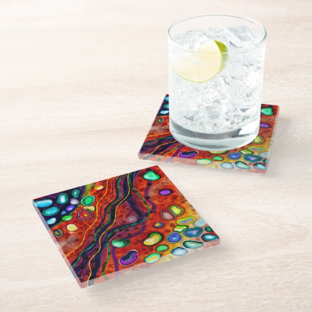 Colorful Art   Glass Coaster (Angled)