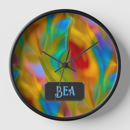Colorful Art Glass custom text _ Brighten your day Clock