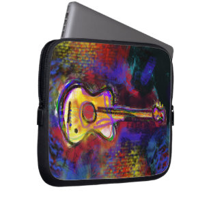 colorful art guitar laptop sleeve
