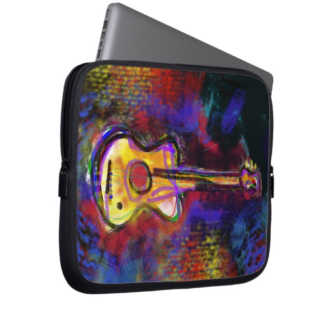 colorful art guitar laptop sleeve (Front Right)