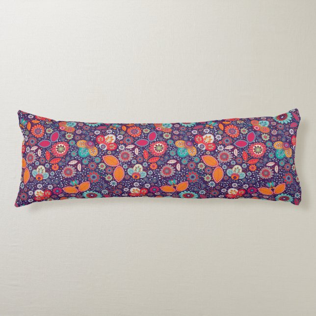Colorful Art Illustration Nature Floral Pattern Body Pillow (Front)