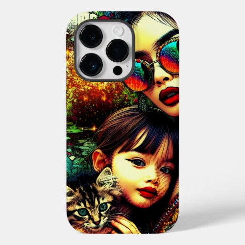 Colorful Art Mom and Daughter Asian Flower Garden Case_Mate iPhone 14 Pro Case