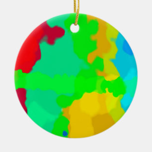 Colorful Art Multicolor Abstract Paint Splash Ceramic Ornament