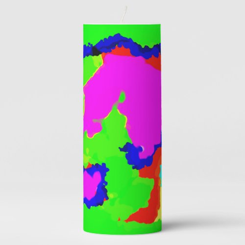 Colorful Art Multicolor Abstract Splash 2020 Pillar Candle