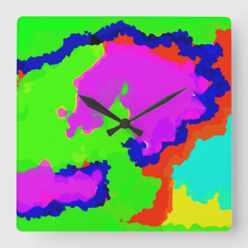 Colorful Art Multicolor Abstract Splash 2020 Square Wall Clock