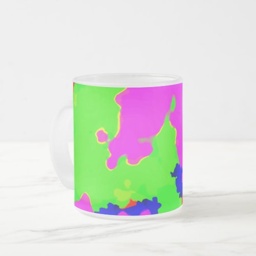 Colorful Art Multicolor Abstract Splash Cool Frosted Glass Coffee Mug