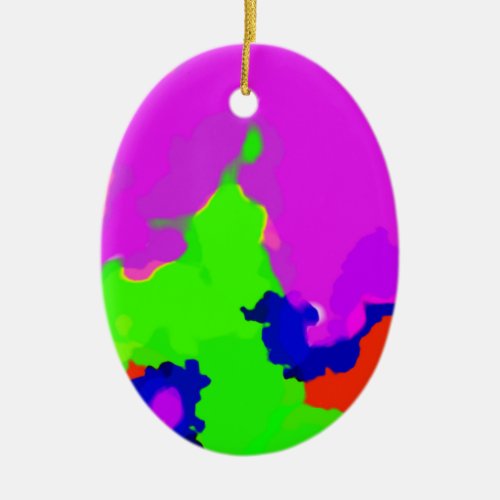 Colorful Art Multicolor Abstract Splash Oval 2020 Ceramic Ornament