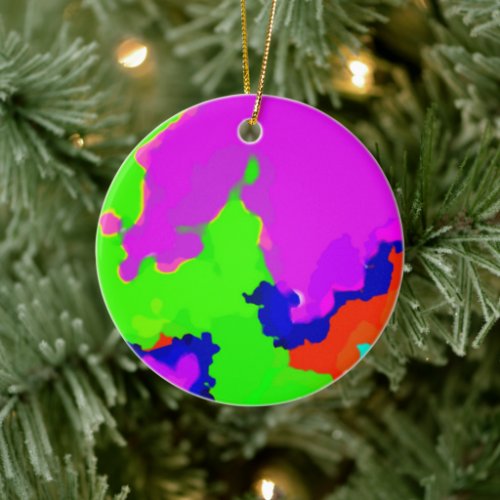 Colorful Art Multicolor Abstract Splash Unique Ceramic Ornament