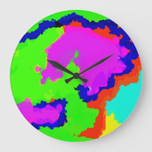 Colorful Art Multicolor Abstract Splash Unique Large Clock