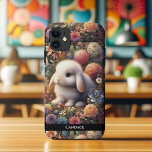 Colorful Art Nouveau Bunny Flower Garden iPhone 11 Case