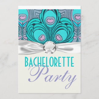 colorful art nouveau peacock feathers invitation