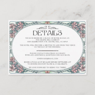 Colorful Art Nouveau Wedding Details Card (Set #3)