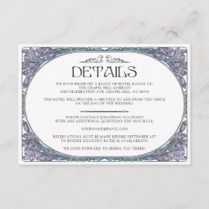 Colorful Art Nouveau Wedding Details Card (Set #8)
