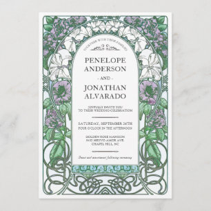 Colorful Art Nouveau Wedding Invitations (Set #2)