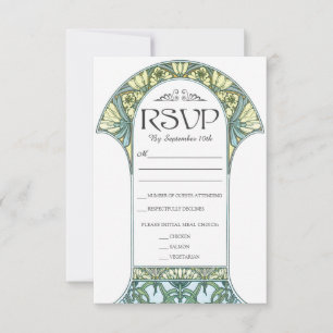 Colorful Art Nouveau Wedding RSVP Cards (Set #1)