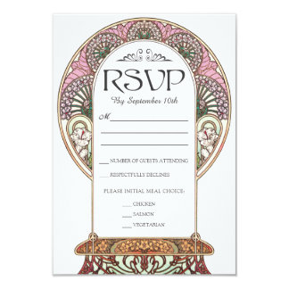 Art Nouveau Wedding Invitations Announcements Zazzle Colorful Art Nouveau Wedding Rsvp Cards Set 9