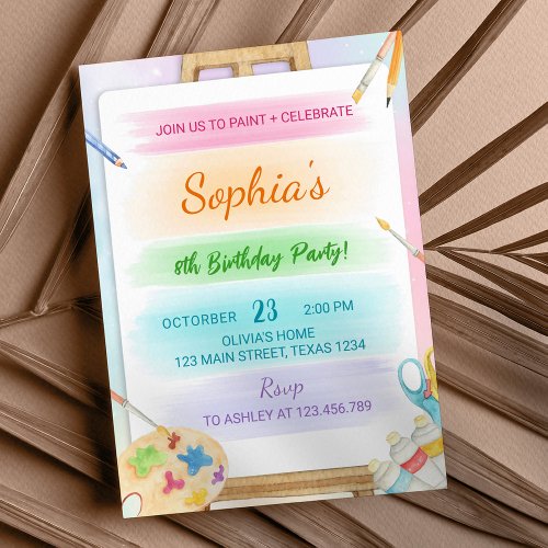 Colorful Art Painting Birthday Invitation