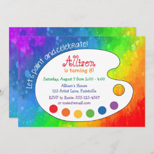 Colorful Art Party, Paint Palette Invitation