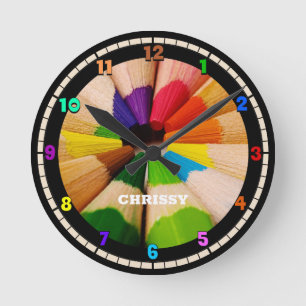 Colorful Art Pencils Acrylic Wall Clock