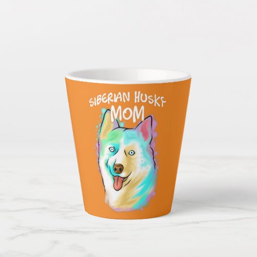 Colorful Art Portrait Siberian Husky Dog Mom Latte Mug