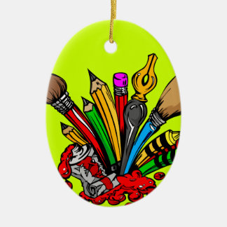 Colorful Art Supplies Ceramic Ornament