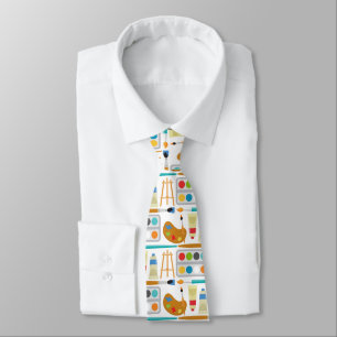 Colorful Art Supplies - Fun Painting Pattern Neck Tie