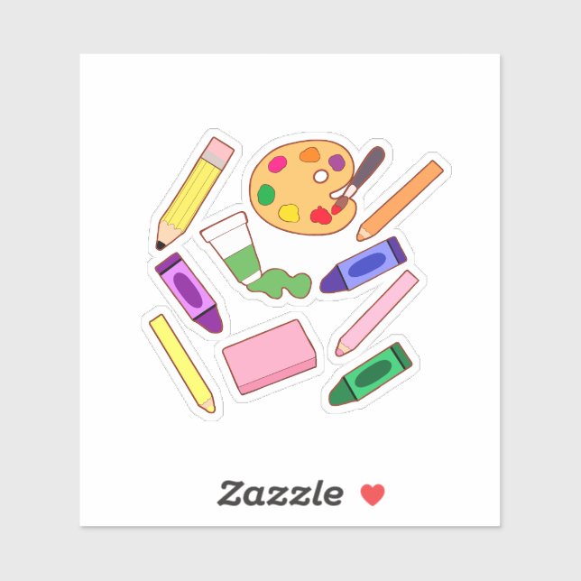 Colorful Art Supplies Sticker (Sheet)