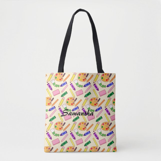 Colorful Art Supplies Tote Bag (Front)