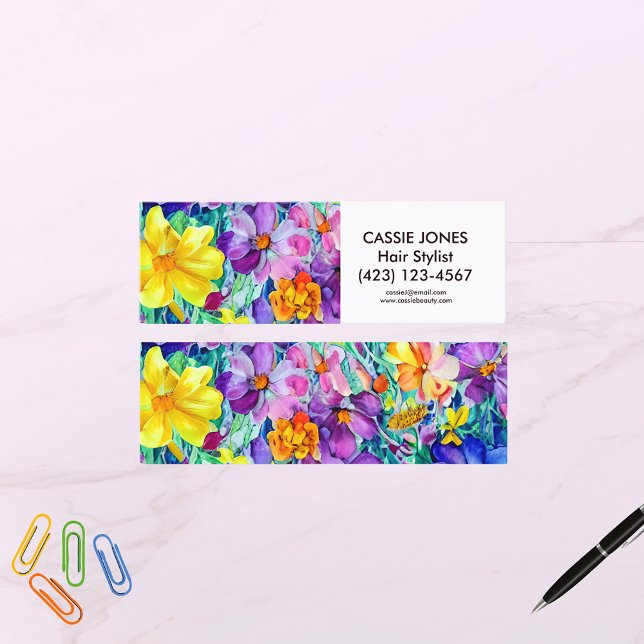 Colorful Art Watercolor Floral Mini Business Card (Creator Uploaded)